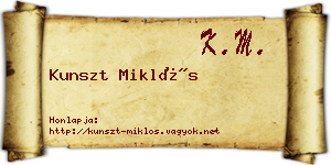 Kunszt Miklós névjegykártya